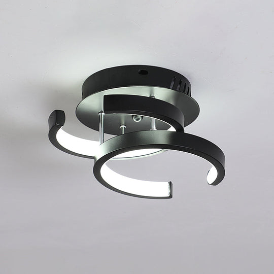 Modern Metal Small Ceiling Lamp - Round/Square/Moon Shape Led Semi Flush Mount Lighting For Corridor