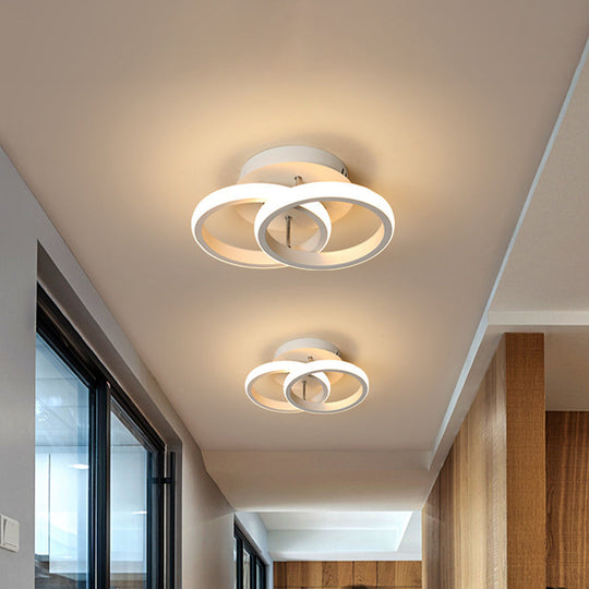 Modern Metal Small Ceiling Lamp - Round/Square/Moon Shape Led Semi Flush Mount Lighting For Corridor