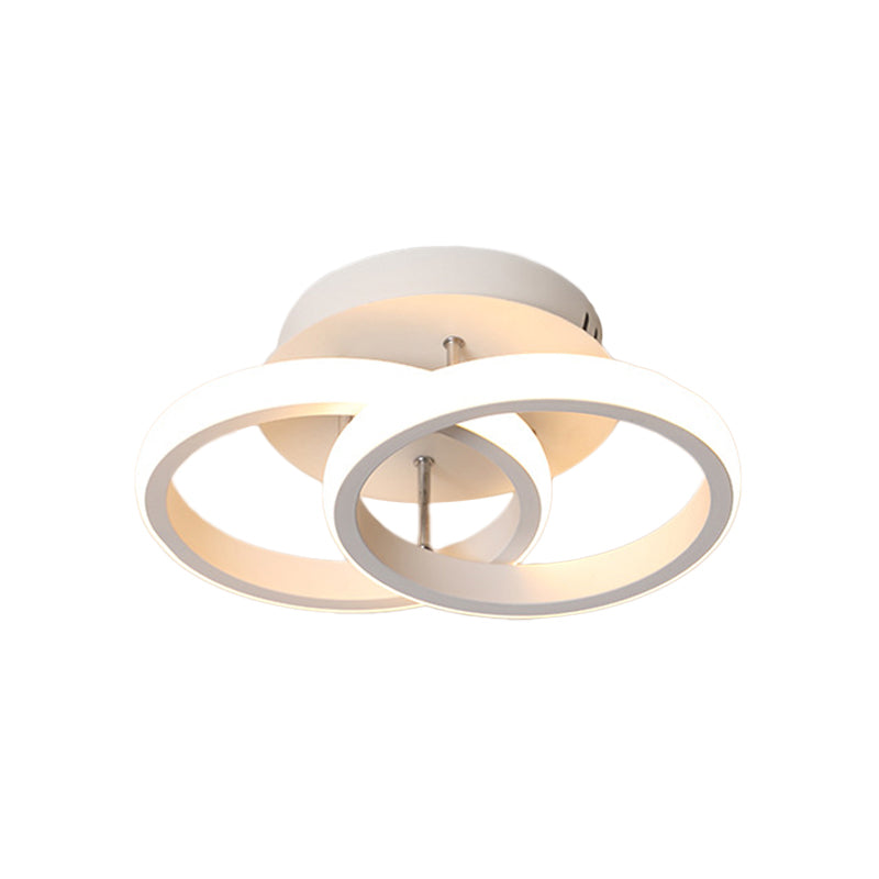 Modern Metal Small Ceiling Lamp - Round/Square/Moon Shape Led Semi Flush Mount Lighting For Corridor