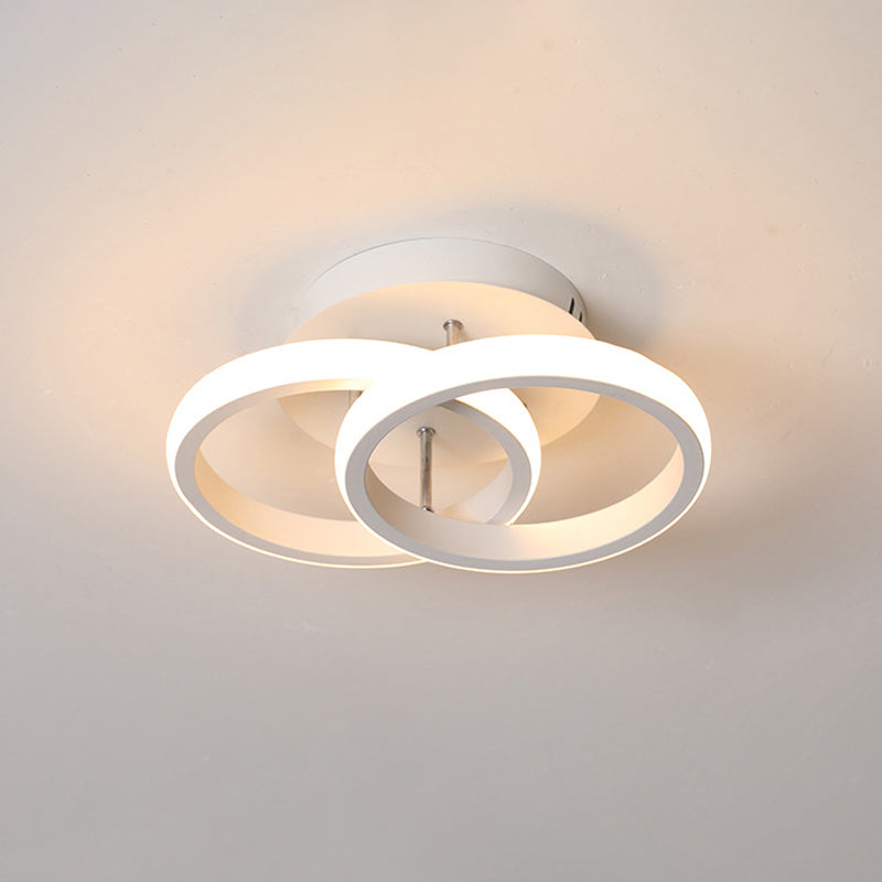 Modern Metal Small Ceiling Lamp - Round/Square/Moon Shape Led Semi Flush Mount Lighting For Corridor