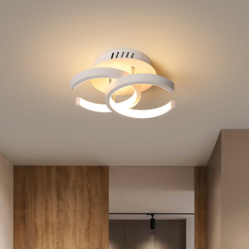 Modern Metal Small Ceiling Lamp - Round/Square/Moon Shape Led Semi Flush Mount Lighting For Corridor