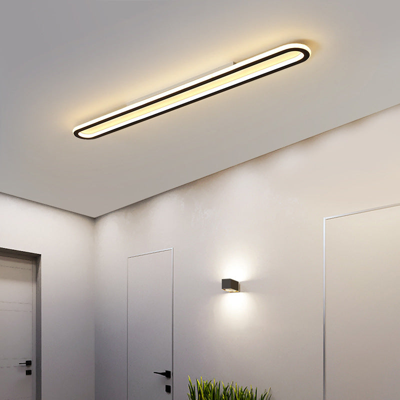 Sleek Black Slim Ceiling Mount Light - Acrylic 16/23.5/39 L Led Corridor Flushmount Lighting