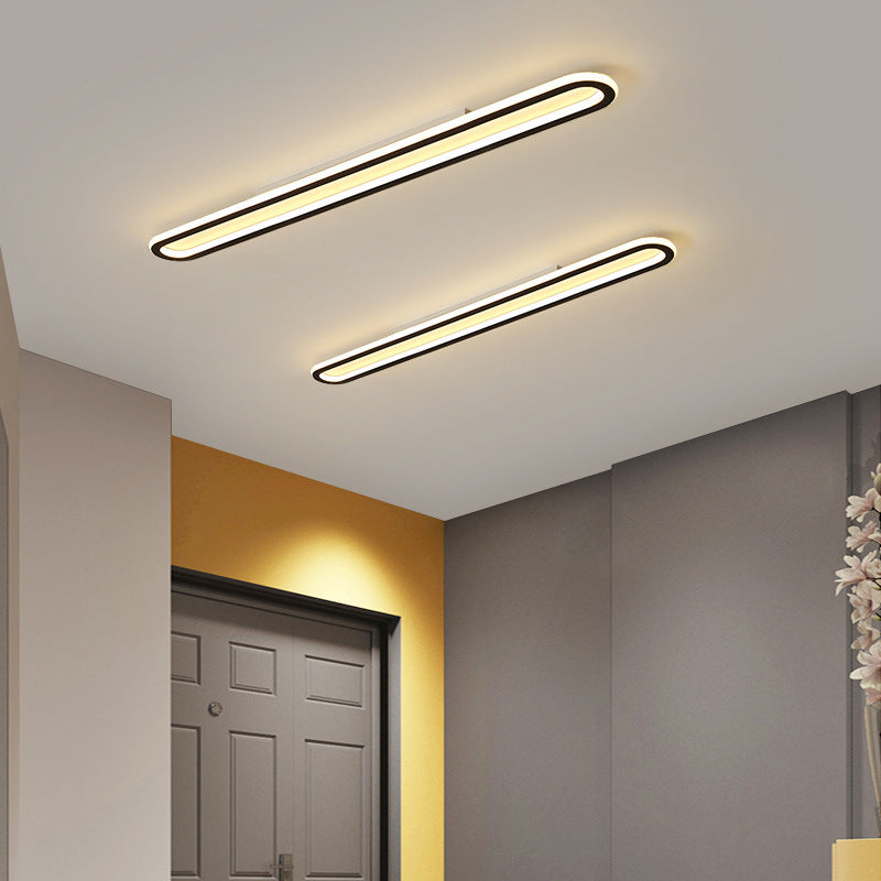 Sleek Black Slim Ceiling Mount Light - Acrylic 16/23.5/39 L Led Corridor Flushmount Lighting