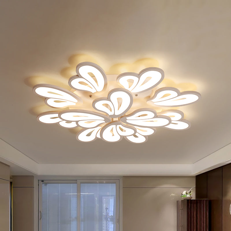 Contemporary White Butterfly Wing Ceiling Flush Light With Warm/White - Ideal For Hotels