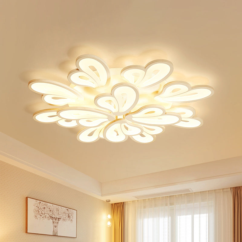 Contemporary White Butterfly Wing Ceiling Flush Light With Warm/White - Ideal For Hotels