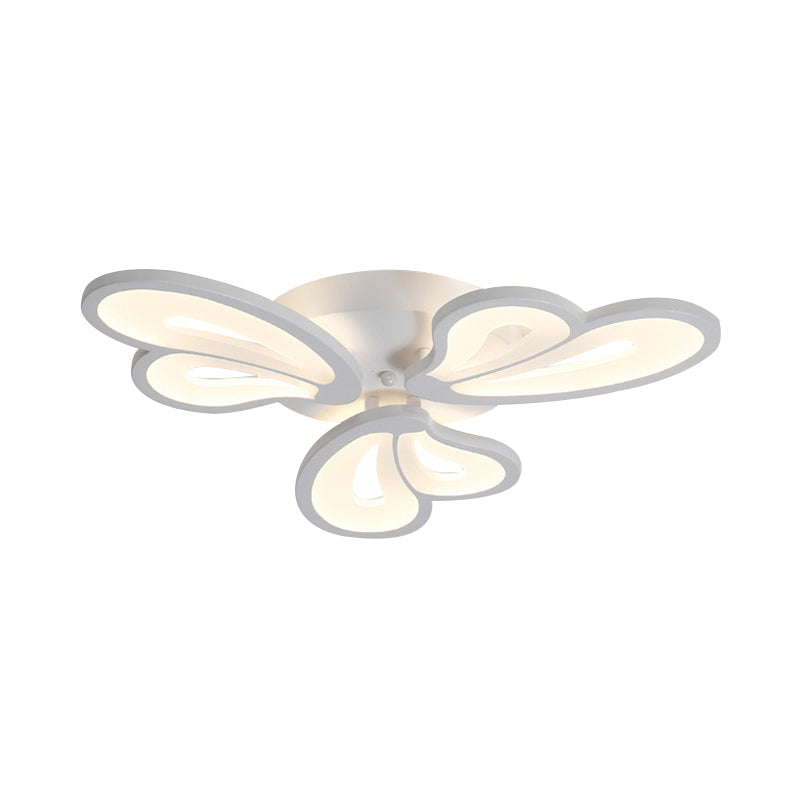 Contemporary White Butterfly Wing Ceiling Flush Light With Warm/White - Ideal For Hotels