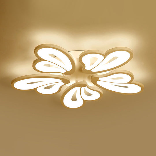 Contemporary White Butterfly Wing Ceiling Flush Light With Warm/White - Ideal For Hotels