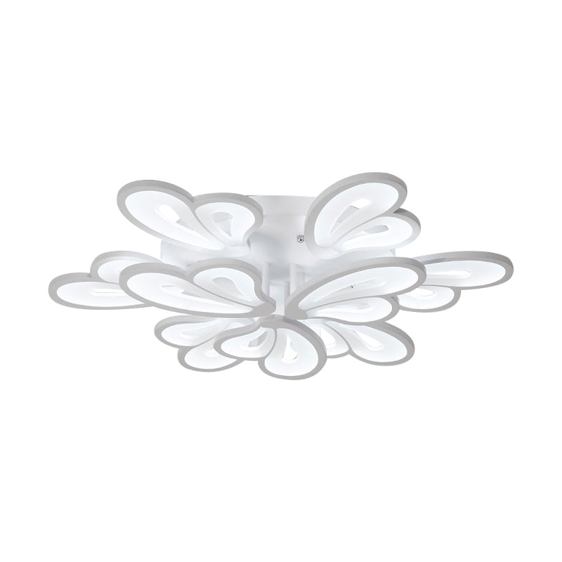 Contemporary White Butterfly Wing Ceiling Flush Light With Warm/White - Ideal For Hotels