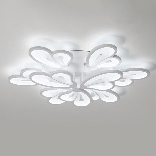 Contemporary White Butterfly Wing Ceiling Flush Light With Warm/White - Ideal For Hotels