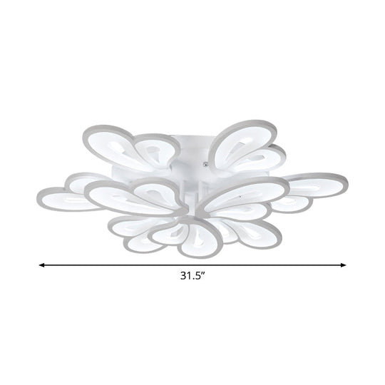 Contemporary White Butterfly Wing Ceiling Flush Light With Warm/White - Ideal For Hotels