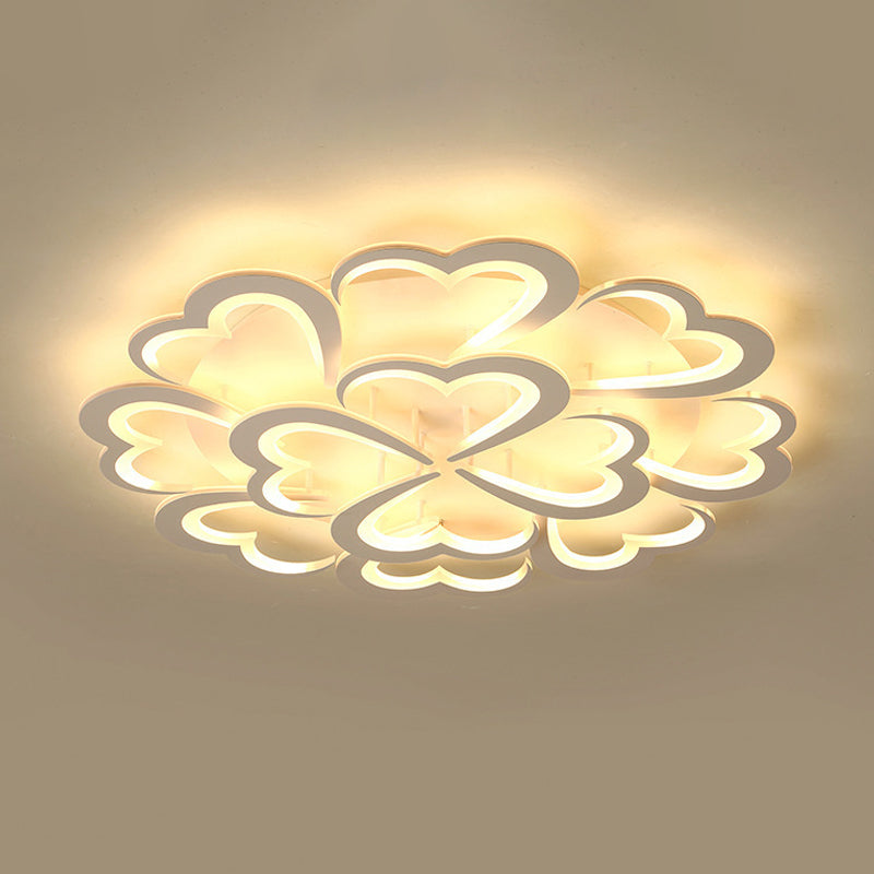 Modern Blooming Flower Ceiling Lamp With Led Lights In Warm/White Light - Semi Flush Mount