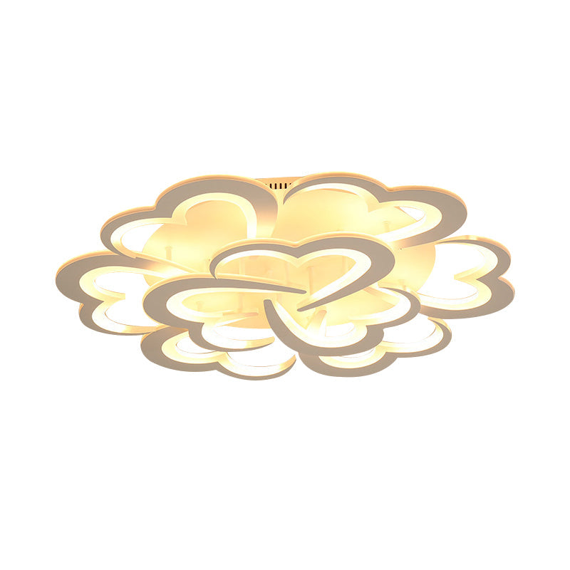 Modern Blooming Flower Ceiling Lamp With Led Lights In Warm/White Light - Semi Flush Mount