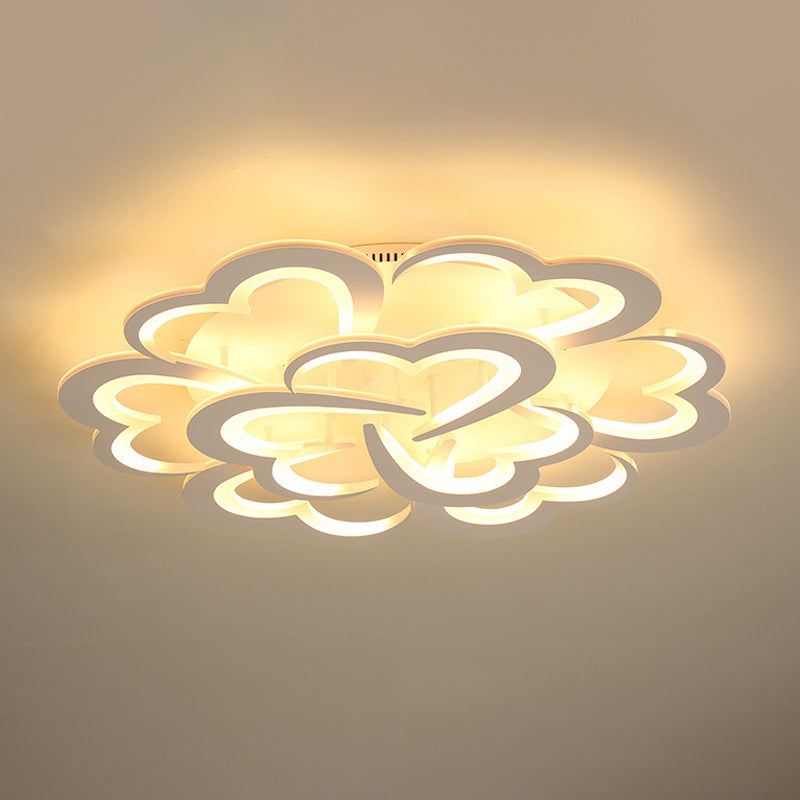 Modern Blooming Flower Ceiling Lamp With Led Lights In Warm/White Light - Semi Flush Mount