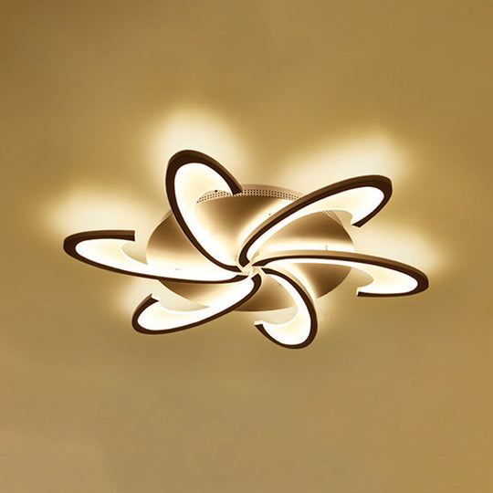 Modern Acrylic Flower Semi Flush Mount Lamp - 6/12-Head Warm/White Light White Ceiling Lighting For