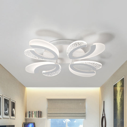 Modern White Coral Led Ceiling Lamp With Acrylic Shade - Stylish Semi Flush Light (4/6/12 Lights