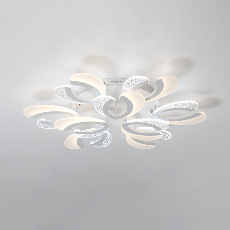 Modern White Coral Led Ceiling Lamp With Acrylic Shade - Stylish Semi Flush Light (4/6/12 Lights