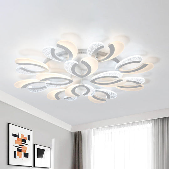 Modern White Coral Led Ceiling Lamp With Acrylic Shade - Stylish Semi Flush Light (4/6/12 Lights