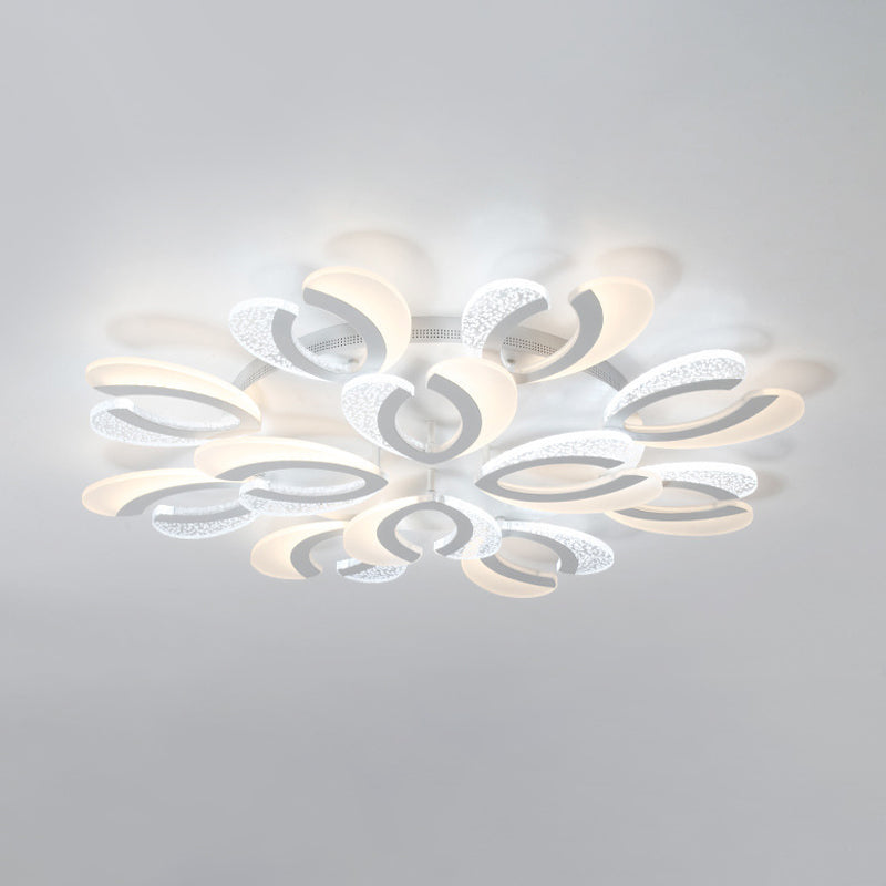 Modern White Coral Led Ceiling Lamp With Acrylic Shade - Stylish Semi Flush Light (4/6/12 Lights