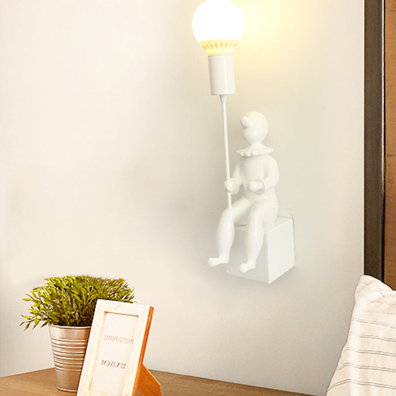 Modern Monochrome Boy Wall Light For Bedroom - Resin 1 Head Lamp White /