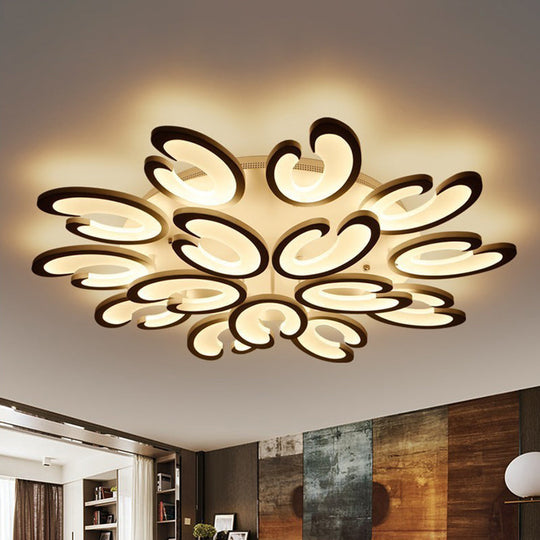 Contemporary Petal Semi Flush Chandelier: Acrylic 6/9/15-Bulb Ceiling Mount Light For Living Rooms