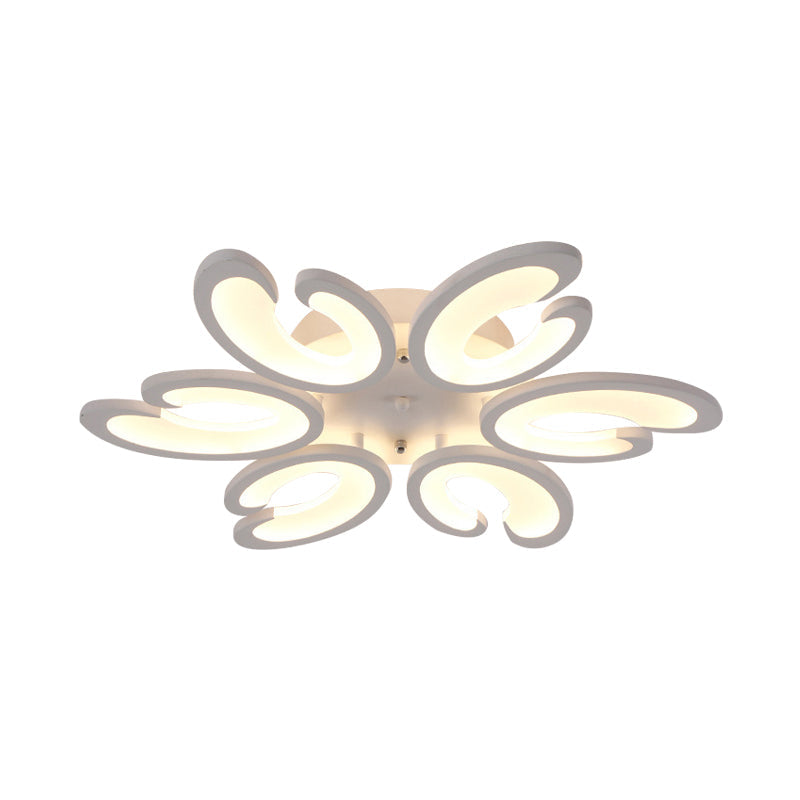 Contemporary Petal Semi Flush Chandelier: Acrylic 6/9/15-Bulb Ceiling Mount Light For Living Rooms