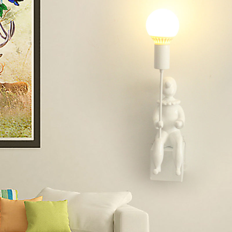 Modern Monochrome Boy Wall Light For Bedroom - Resin 1 Head Lamp