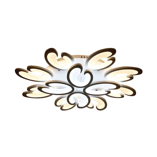 Contemporary Petal Semi Flush Chandelier: Acrylic 6/9/15-Bulb Ceiling Mount Light For Living Rooms