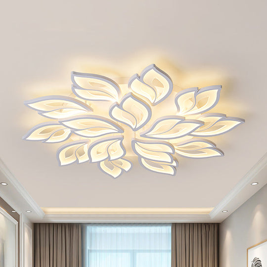 Foliage Semi-Mount Bedroom Light With 9/12/15 Acrylic Lights In Warm/White - Modern Ceiling Lamp