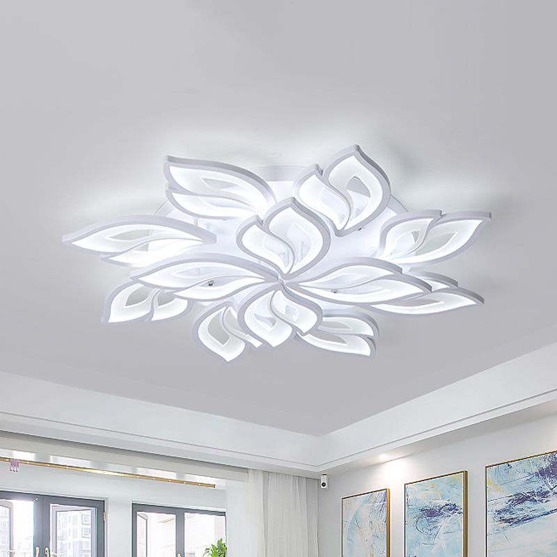 Foliage Semi-Mount Bedroom Light With 9/12/15 Acrylic Lights In Warm/White - Modern Ceiling Lamp 12