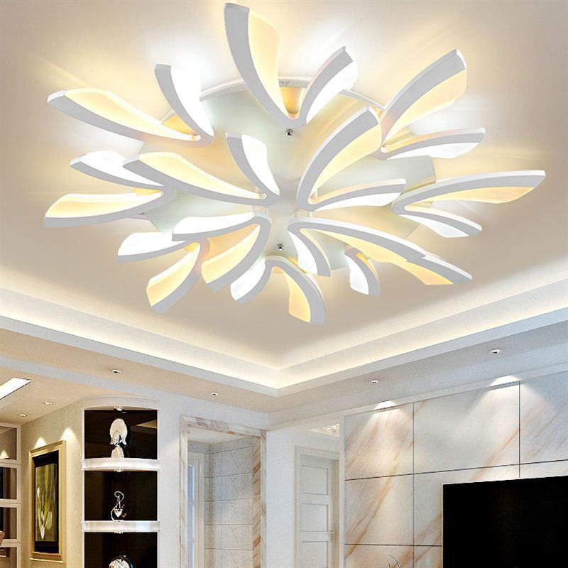 Modern Coral Semi Flush Mount Ceiling Light - 3/5/12-Head Acrylic Flushmount In Warm/White 12 /