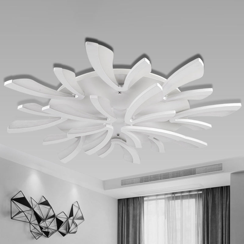 Modern Coral Semi Flush Mount Ceiling Light - 3/5/12-Head Acrylic Flushmount In Warm/White