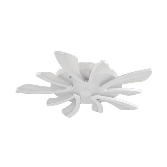 Modern Coral Semi Flush Mount Ceiling Light - 3/5/12-Head Acrylic Flushmount In Warm/White