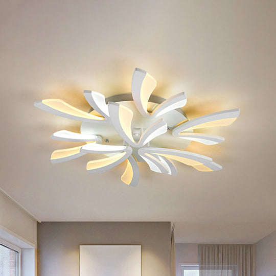 Modern Coral Semi Flush Mount Ceiling Light - 3/5/12-Head Acrylic Flushmount In Warm/White