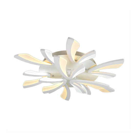 Modern Coral Semi Flush Mount Ceiling Light - 3/5/12-Head Acrylic Flushmount In Warm/White