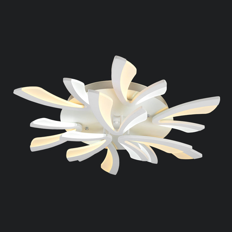 Modern Coral Semi Flush Mount Ceiling Light - 3/5/12-Head Acrylic Flushmount In Warm/White