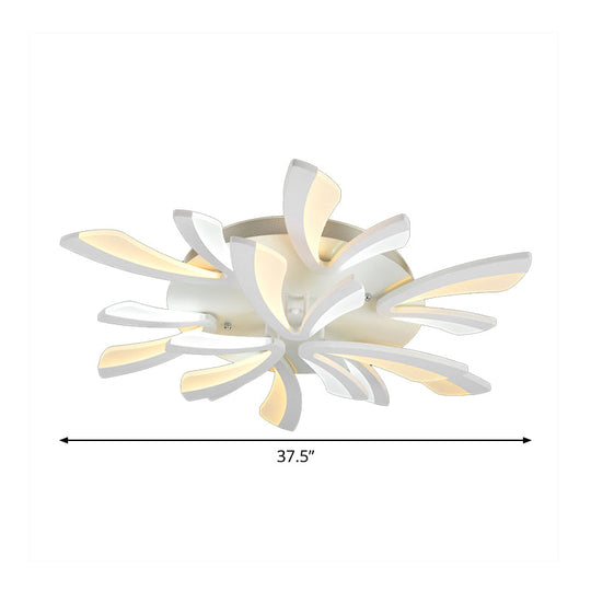 Modern Coral Semi Flush Mount Ceiling Light - 3/5/12-Head Acrylic Flushmount In Warm/White