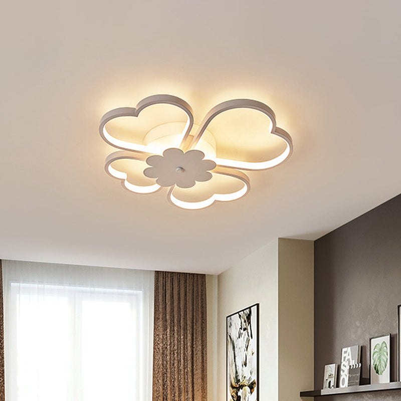 Modern White Flower Ceiling Flush Light - Led Aluminum Mount Lamp In Warm/White 19.5/23.5 Wide /