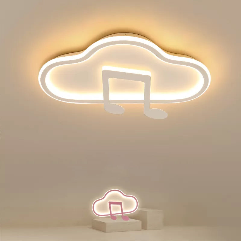 Creative Kids White/Pink Cloud Flush Light Fixture - 19.5"/23.5" Wide LED Ceiling Lamp with Warm/White Light - Acrylic Mount