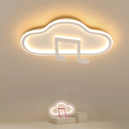 Creative Kids White/Pink Cloud Flush Light Fixture - 19.5"/23.5" Wide LED Ceiling Lamp with Warm/White Light - Acrylic Mount