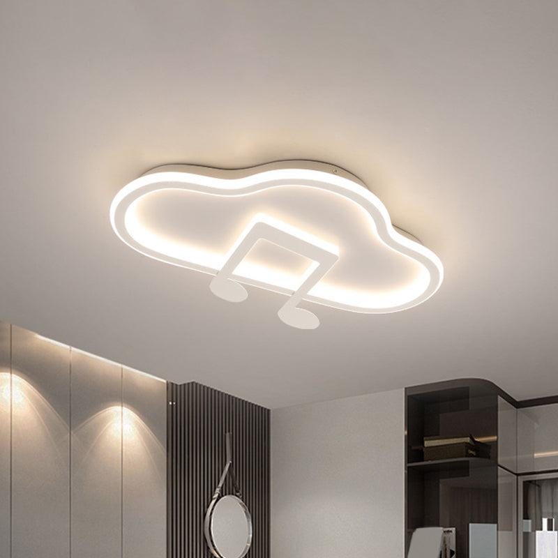 Creative Kids White/Pink Cloud Flush Light Fixture - 19.5/23.5 Wide Led Ceiling Lamp With Warm/White