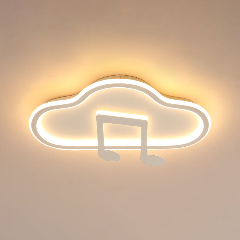 Creative Kids White/Pink Cloud Flush Light Fixture - 19.5"/23.5" Wide LED Ceiling Lamp with Warm/White Light - Acrylic Mount