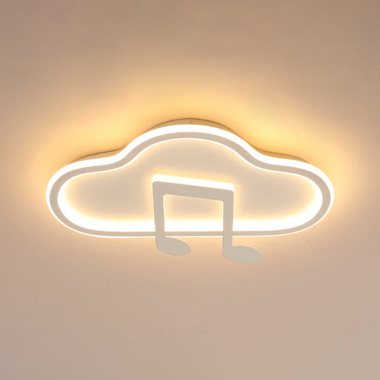 Creative Kids White/Pink Cloud Flush Light Fixture - 19.5"/23.5" Wide LED Ceiling Lamp with Warm/White Light - Acrylic Mount