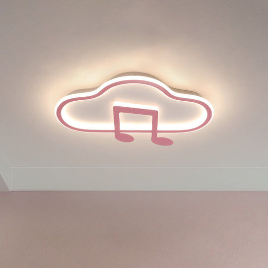 Creative Kids White/Pink Cloud Flush Light Fixture - 19.5"/23.5" Wide LED Ceiling Lamp with Warm/White Light - Acrylic Mount