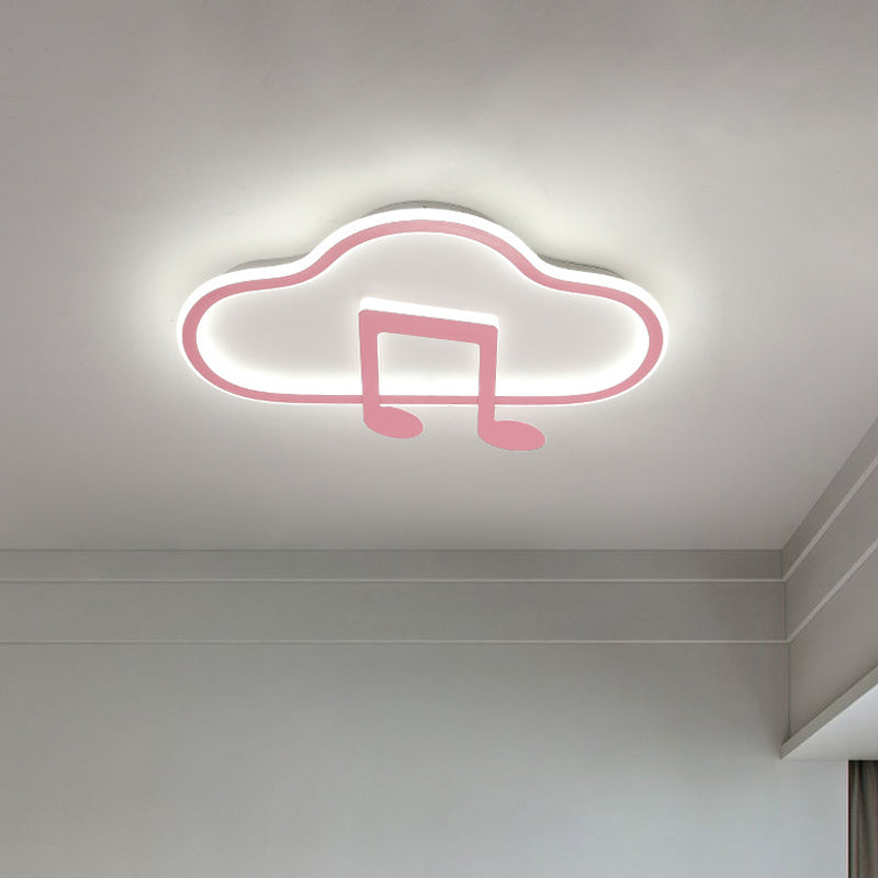 Creative Kids White/Pink Cloud Flush Light Fixture - 19.5"/23.5" Wide LED Ceiling Lamp with Warm/White Light - Acrylic Mount