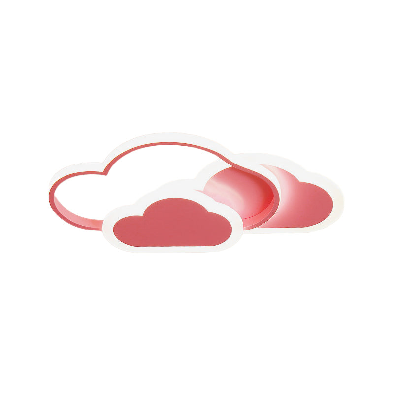 Cartoon Led Flush Ceiling Light - Acrylic Cloudy White/Pink Warm/White Perfect For Bedroom 16.5/20.5