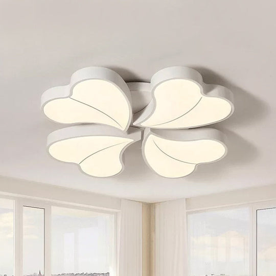 Nordic Four-Leaf Clover Flushmount Acrylic LED Bedroom Ceiling Light in White with/without Remote Control, 20.5"/24.5" Width