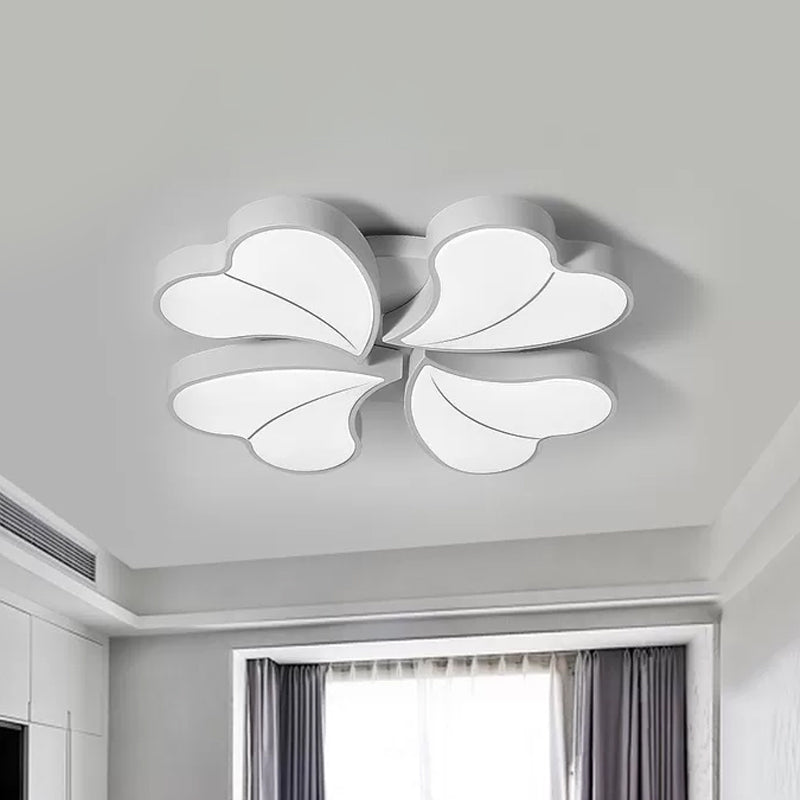 Nordic Four-Leaf Clover Flushmount Acrylic LED Bedroom Ceiling Light in White with/without Remote Control, 20.5"/24.5" Width