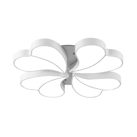 Nordic Four-Leaf Clover Flushmount Acrylic LED Bedroom Ceiling Light in White with/without Remote Control, 20.5"/24.5" Width