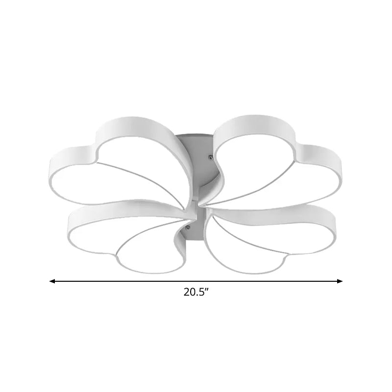 Nordic Four-Leaf Clover Flushmount Acrylic LED Bedroom Ceiling Light in White with/without Remote Control, 20.5"/24.5" Width