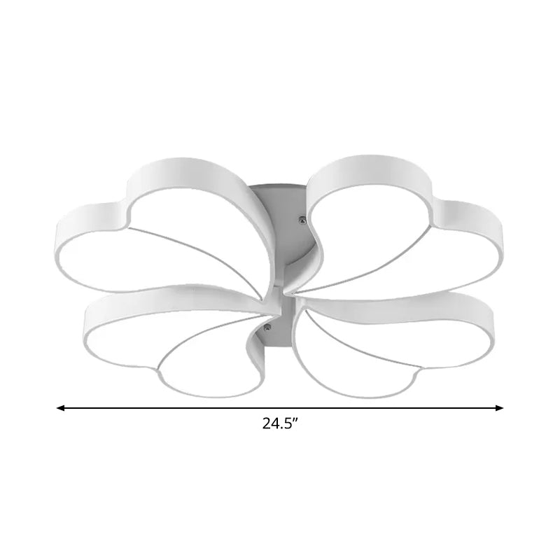 Nordic Four-Leaf Clover Flushmount Acrylic Led Bedroom Ceiling Light In White With/Without Remote